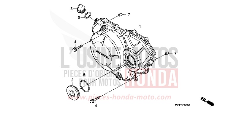 PANNEAU CARTER-MOTEUR D. (VFR1200F) de VFR1200F Méca PEARL SUNBEAM WHITE (NHA66) de 2011
